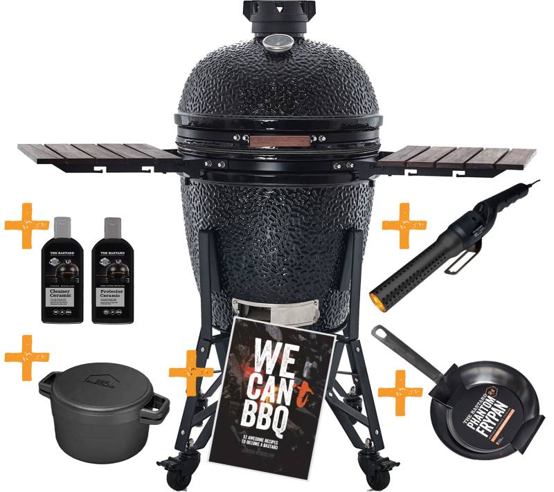 The Bastard Keramikgrill Classic Large - Complete - schwarz glänzend - inkl. Starter Kit Limited Accessory Box