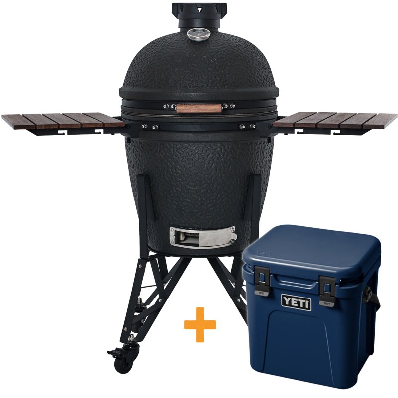 The Bastard Keramikgrill Urban Large - Complete - schwarz matt - inkl. YETI ROADIE 24 Kühlbox Navy