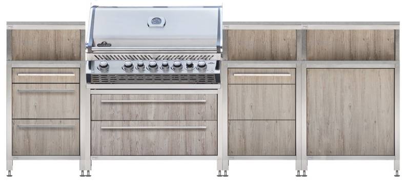 Burnout Kitchen: BurnoutBBQ Outdoorküche L-Form XL mit Napoleon Prestige PRO 665, Kühlschrank und XL Theke