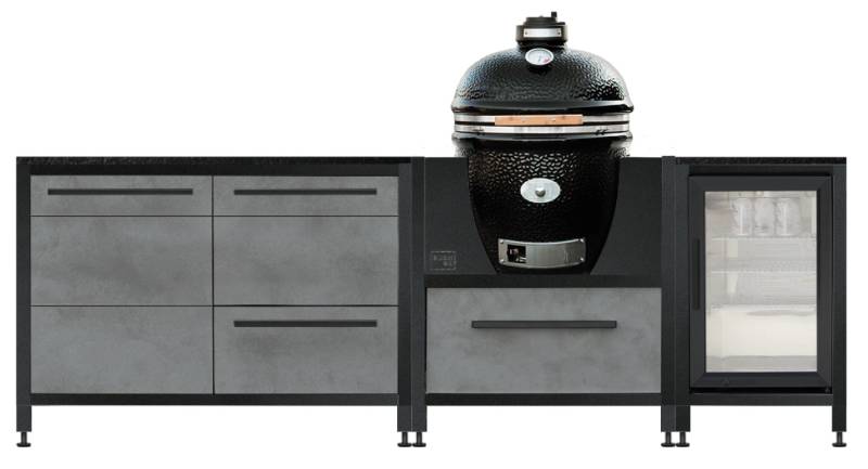 Burnout Kitchen: BurnoutBBQ Outdoorküche mit MONOLITH GRILL CLASSIC PRO-Serie 2.0 - Black und Kühlschrank