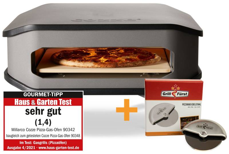 COZZE Pizzaofen Gas 34 cm (13") - inkl. Pizzastein und Pizzaschneider