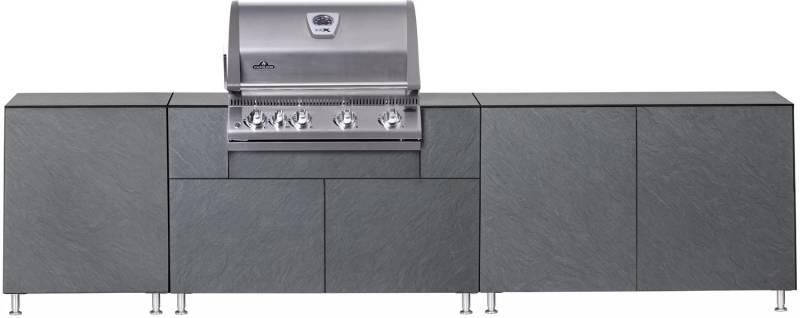 Grillfürst Outdoorküche L Schiefer - Mit Napoleon LEX 605 Einbaugrill