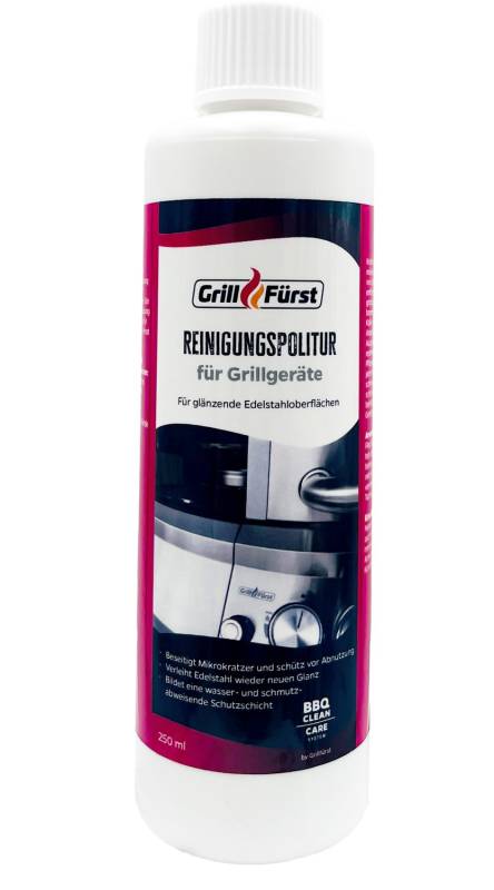 Grillfürst Reinigungspolitur für Grillgeräte - 250 ml - Spezial-Politur für strahlenden Glanz und Abperleffekt