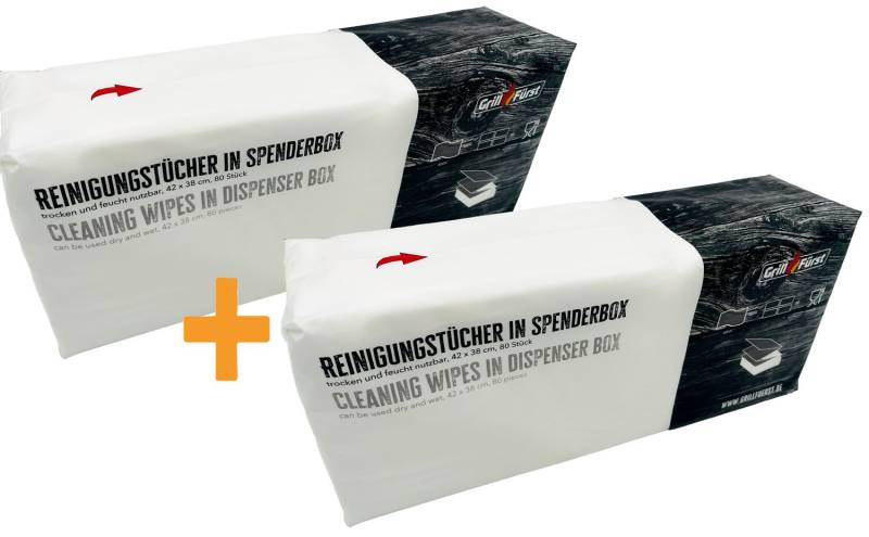 Grillfürst Reinigungstücher 42 x 38 cm in Spenderbox - 80 Stk. - 2er Set