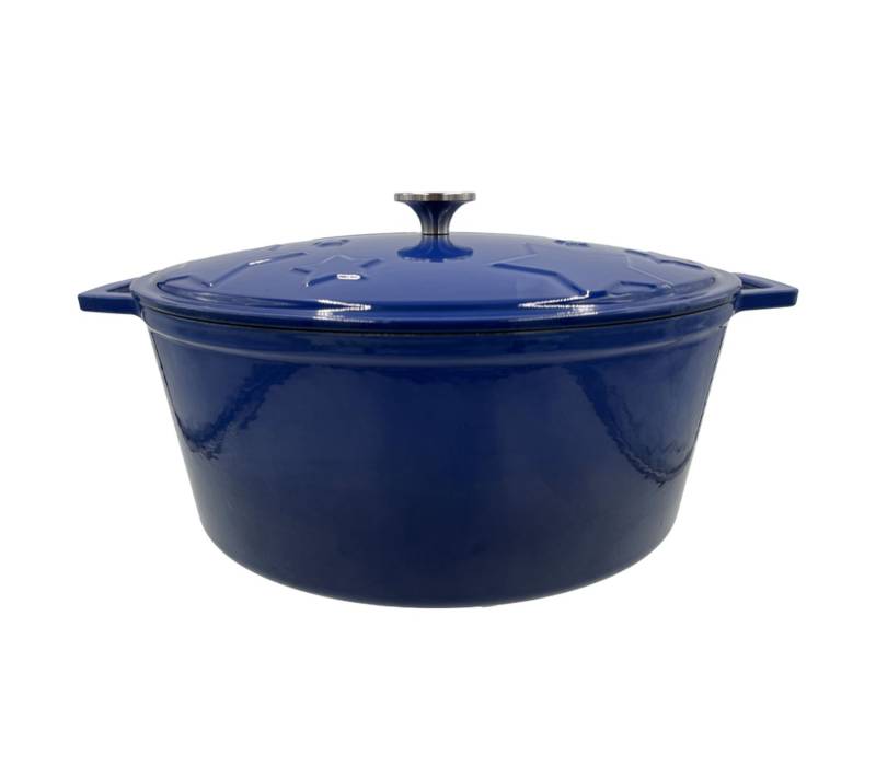 Grillfürst Dutch Oven Sternentöpfchen / Gusseisen Bräter - emailliert - L - blau