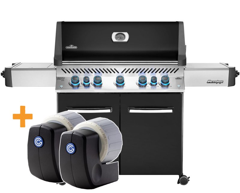 Napoleon Prestige 665 Gasgrill, Schwarz - mit Safety Glow - SMART Deal inkl. Grillfürst Grill Control und Companion Device