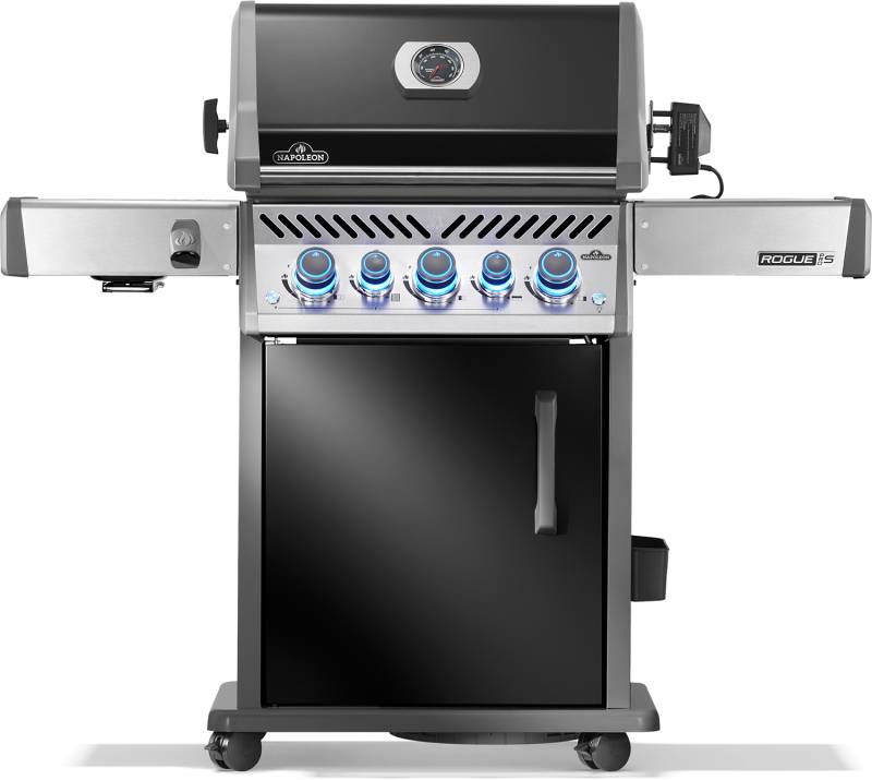 Napoleon Rogue PRO-S 425 Gasgrill - SIZZLE ZONE™ und Heckbrenner - mit Gusseisenrosten, Schwarz - inkl. Drehspieß - NEU 2025