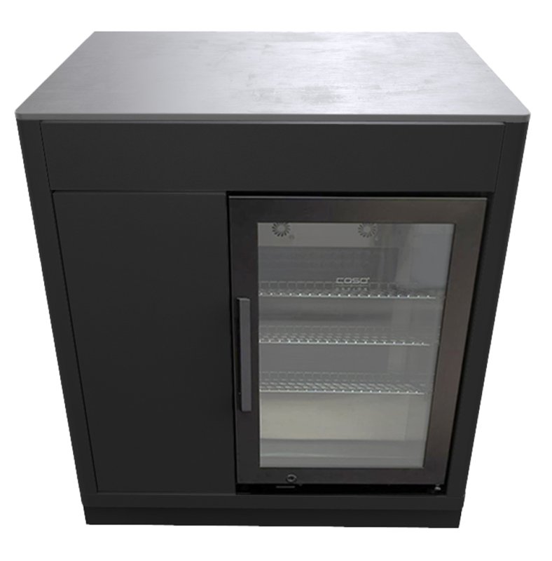 Outdoorchef Kühlschrankmodul HEAT - inkl. CASO BBQ Cooler Black - inkl. Arbeitsplatte Edelstahl