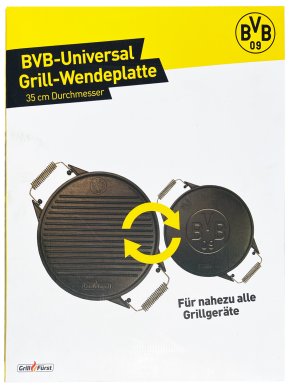 Ab 500,00€ Warenkorb kostenfrei dazu: Grillfürst Universal Grillplatte rund / Wendeplatte aus Gusseisen Ø 35 cm - Borussia Dortmund Edition