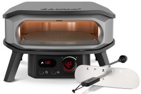 COZZE Pizzaofen elektrisch PREMIUM 34 cm (13") mit drehbarem Pizzastein & Digital-Thermometer - inkl. Hitzeschild - Hover