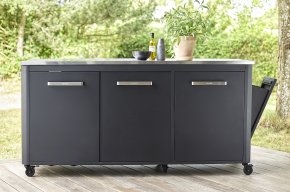 COZZE Outdoor Küche: Schrankmodul 3-türig mit Edelstahl Arbeitsfläche / 180 x 60 x 90 cm - Hover