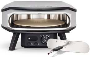 COZZE Pizzaofen elektrisch PREMIUM 42,5 cm (17") mit drehbarem Pizzastein & Digital-Thermometer - inkl. Hitzeschild - Hover