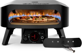 COZZE Pizzaofen Gas CLASSIC Black Edition 34 cm (13") - mit rotierendem Pizzastein - inkl. Hitzeschild
