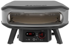 COZZE Pizzaofen Gas PREMIUM 42,5 cm (17") mit drehbarem Pizzastein & Digital-Thermometer - inkl. Hitzeschild - Hover