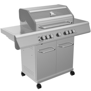 Grillfürst G521E 5-Brenner Edelstahl-Gasgrill mit Hochtemperaturbrenner, Heckbrenner und Edelstahl Rosten - Hover