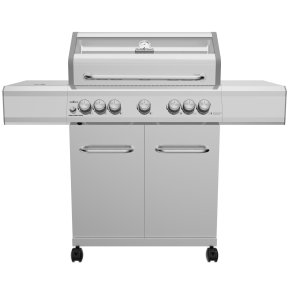 Grillfürst G521E 5-Brenner Edelstahl-Gasgrill mit Hochtemperaturbrenner, Heckbrenner und Edelstahl Rosten - inkl. Abdeckhaube - Hover