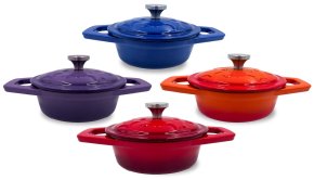 Grillfürst Dutch Oven Sternentöpfchen / Gusseisen Bräter 4er Set - bunt emailliert - XS