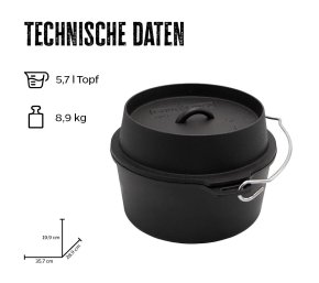 Grillfürst Dutch Oven ohne Füsse DO6 - Hover